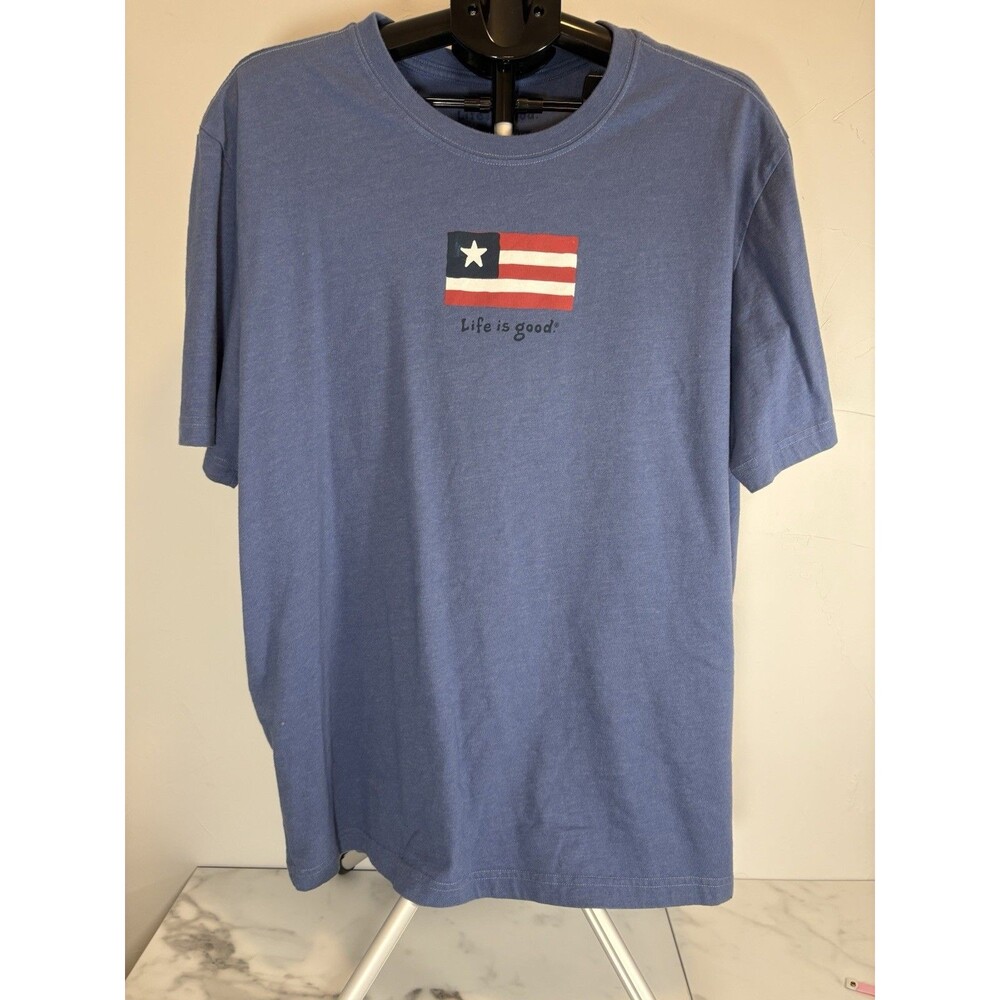 Life Is Good Red, White, Blue Flag Vintage Fit T Shirt Men's Size XL